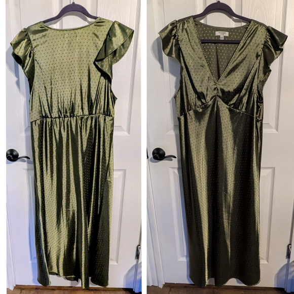Old Navy -The Occasion - Olive Green Maxi Dress with Flutter Sleeves - Picture 1 of 3